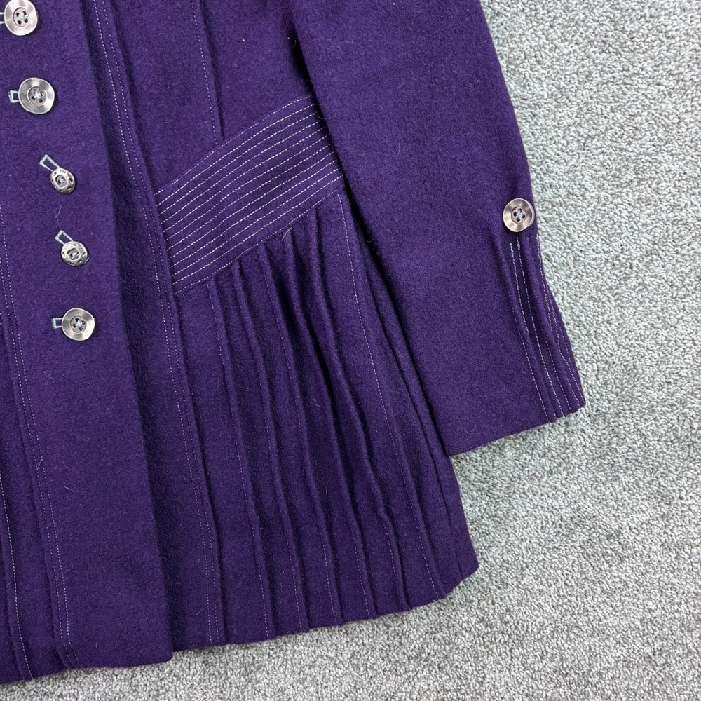 Icelandic Design Bailey Jacket Women's Medium Purple Pleated Wool Blend Military - Picture 3 of 7